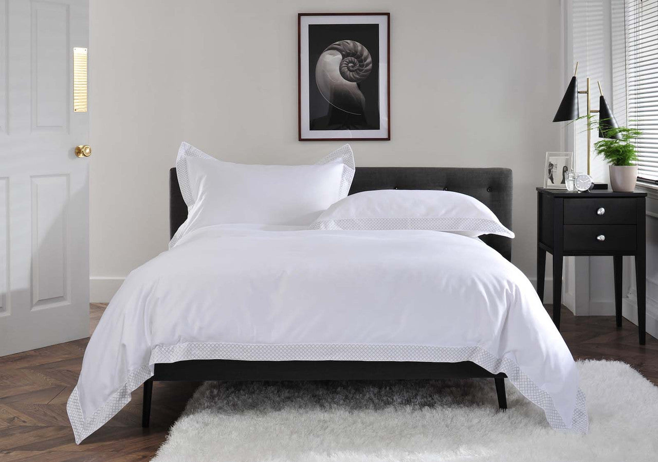 The Anmer Bed Linen Set in Silver - Dressed Bed