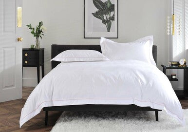 The Belvedere Bed Linen Set in Blush - Dressed Bed